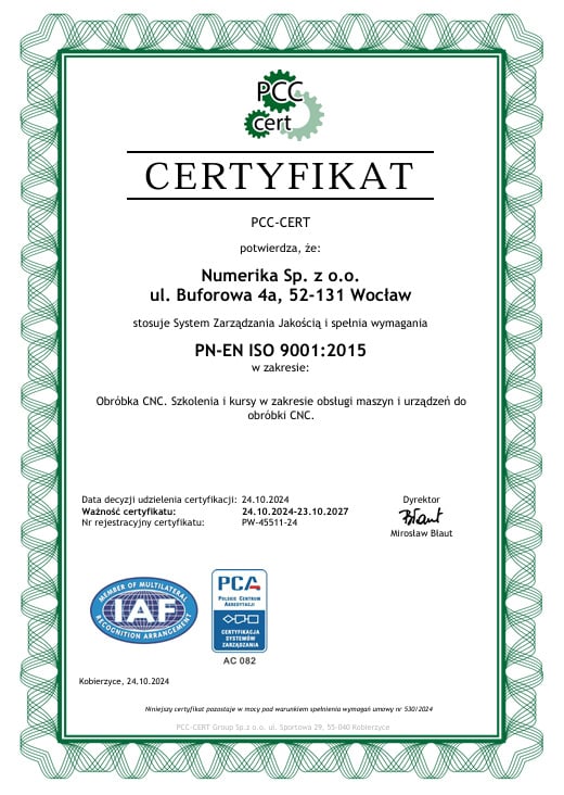 kurs cnc z certyfikatem